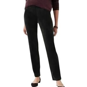 J Jill Pure Jill Pull On Pants Women XS Petite Elastic Waist Velour Velvet BLACK